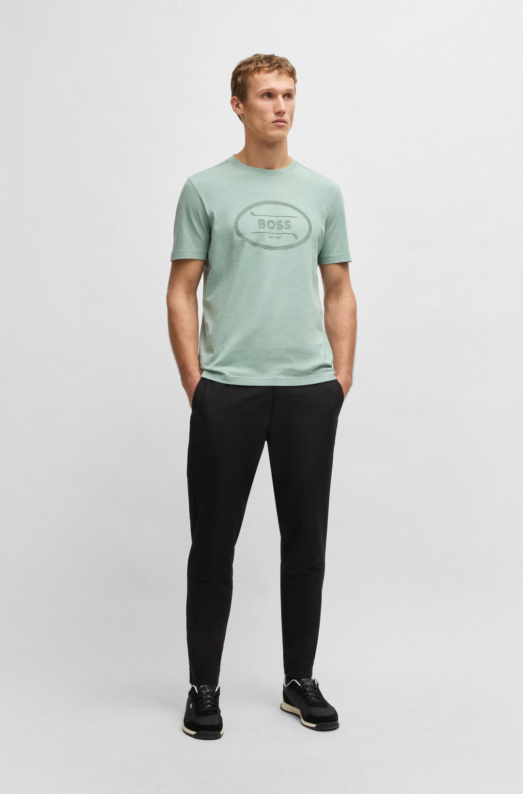 BOSS T-Shirts Regular Fit in Cotton - TEE LOGO HERITAGE 10269604 01-50537825- Concorde Fashion#color_green-357