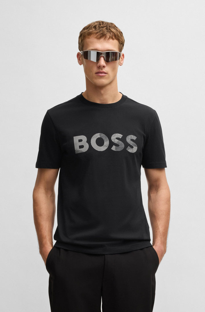BOSS T-Shirts Regular Fit in Cotton - TEE LOGO GLAMPING 10269604 01-50537834- Concorde Fashion#color_black-001