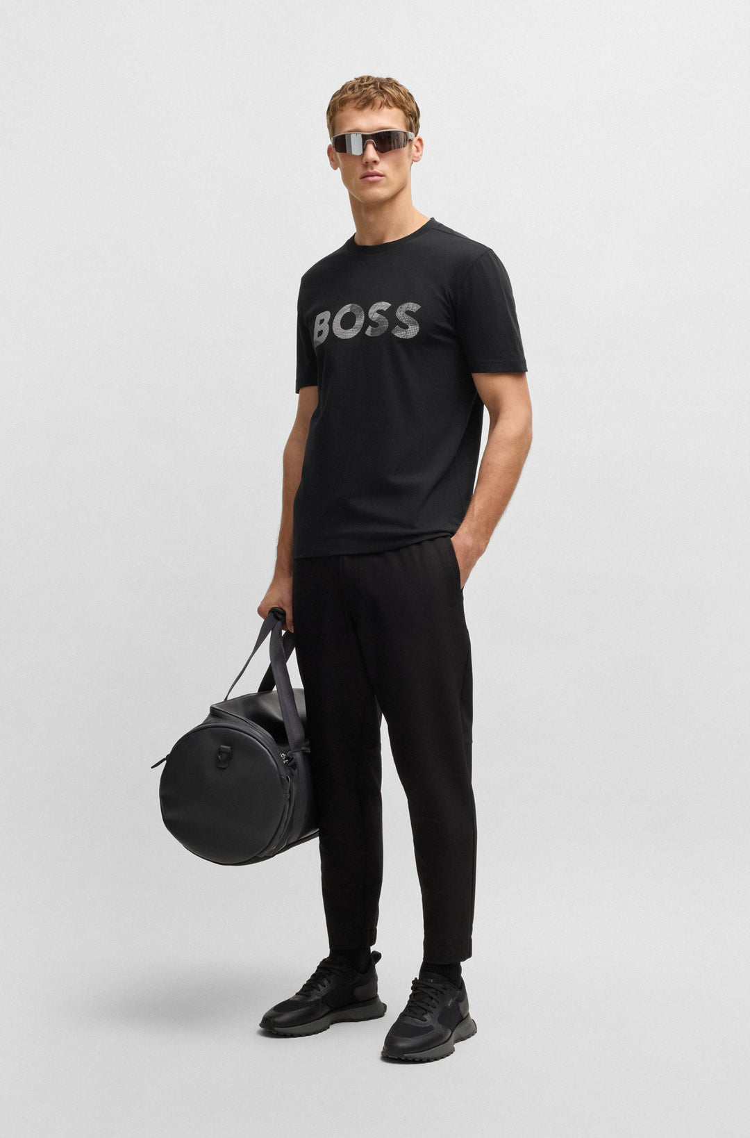 BOSS T-Shirts Regular Fit in Cotton - TEE LOGO GLAMPING 10269604 01-50537834- Concorde Fashion#color_black-001
