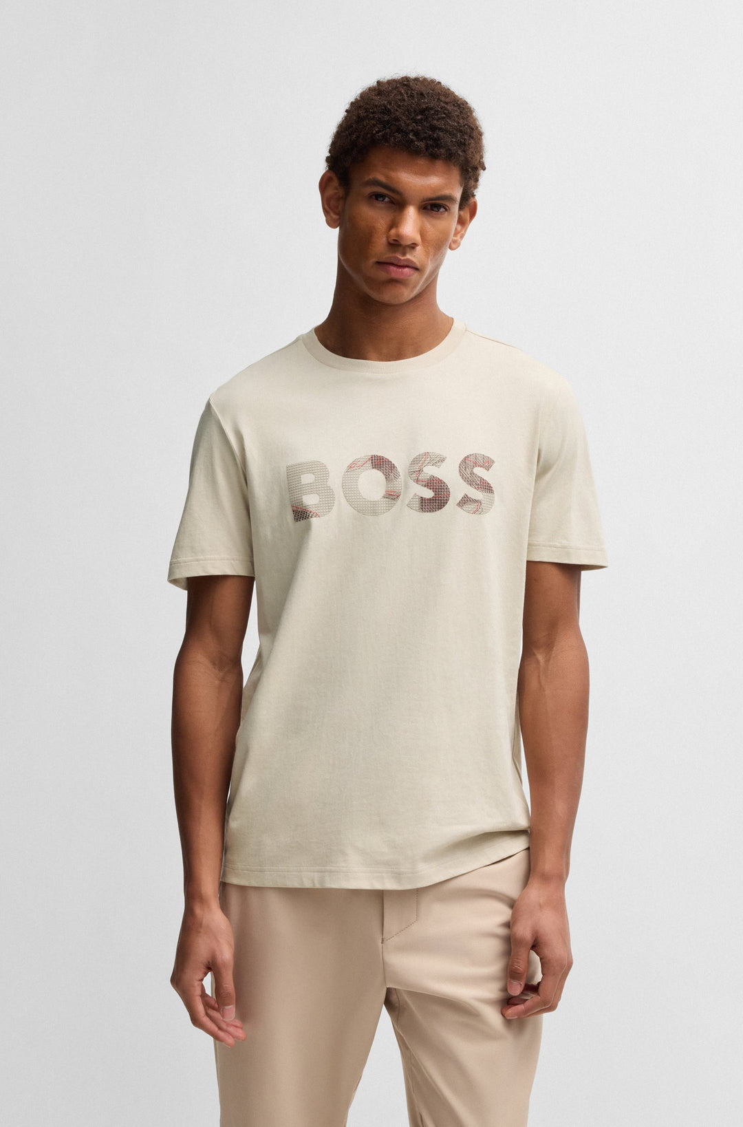 BOSS T-Shirts Regular Fit in Cotton - TEE LOGO GLAMPING 10269604 01-50537834- Concorde Fashion#color_beige-284