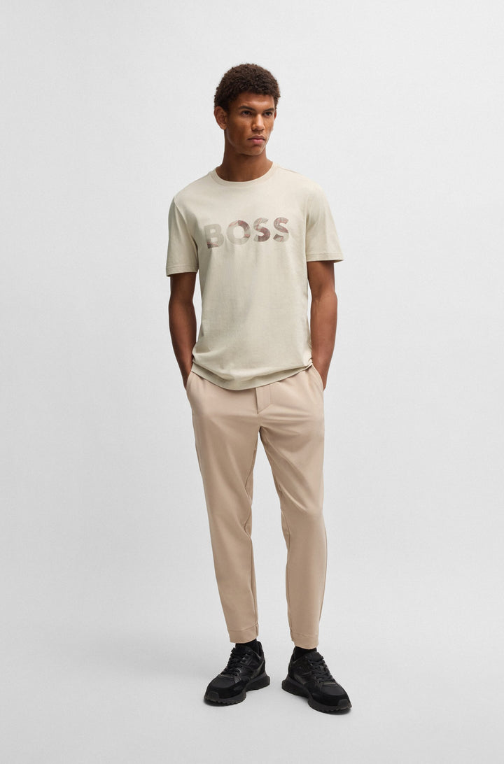 BOSS T-Shirts Regular Fit in Cotton - TEE LOGO GLAMPING 10269604 01-50537834- Concorde Fashion#color_beige-284