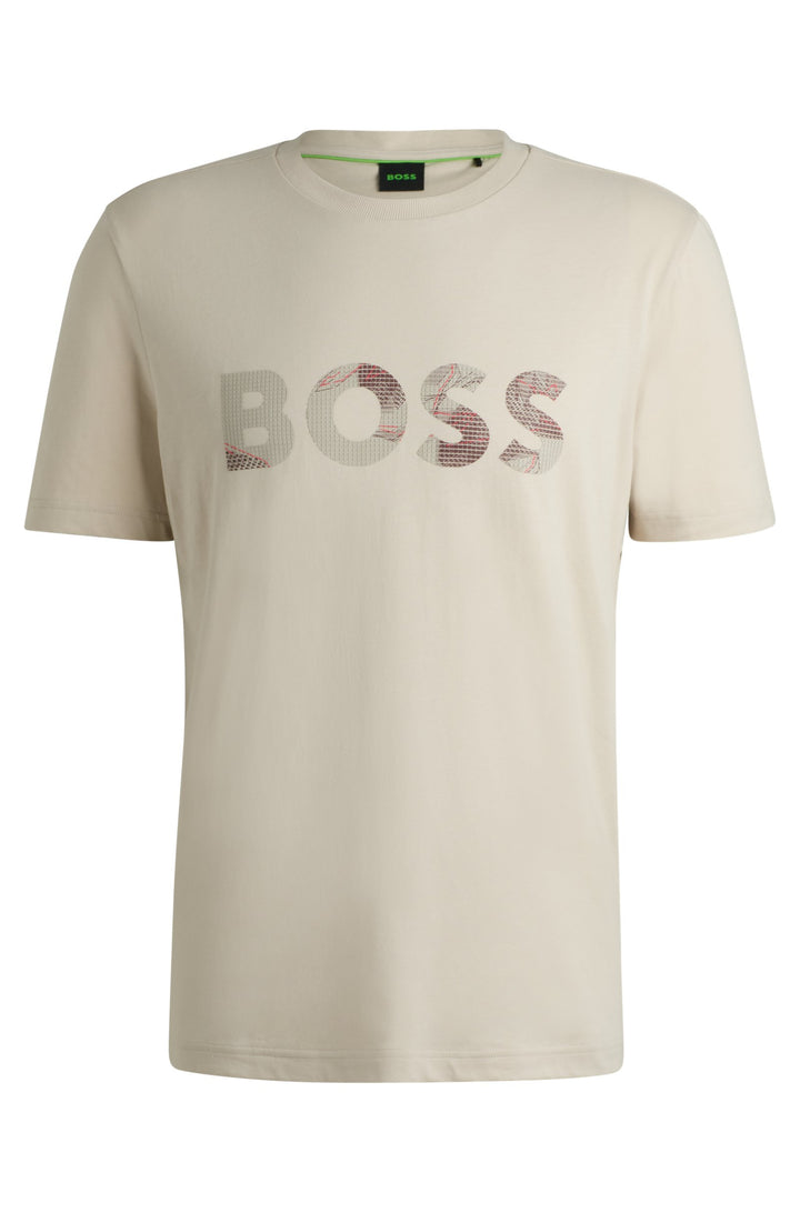 BOSS T-Shirts Regular Fit in Cotton - TEE LOGO GLAMPING 10269604 01-50537834- Concorde Fashion#color_beige-284