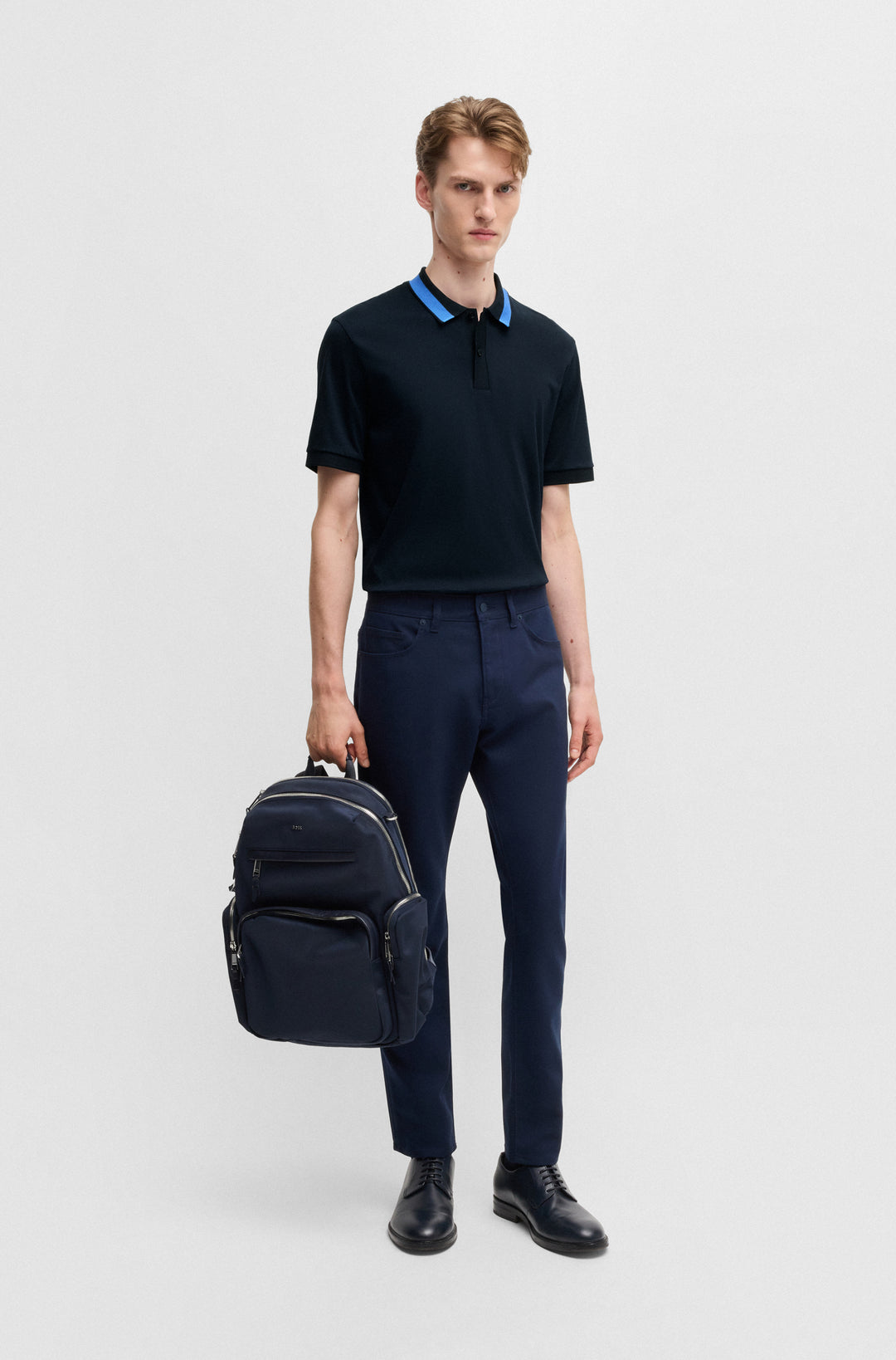 BOSS Polos Slim Fit in Cotton - H-PHILLIPSON 199 10269639 01-50531791- Concorde Fashion#color_navy-404