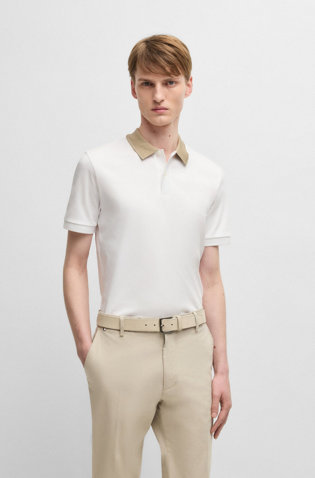 BOSS Polos Slim Fit in Cotton - H-PHILLIPSON 199 10269639 01-50531791- Concorde Fashion#color_white-101