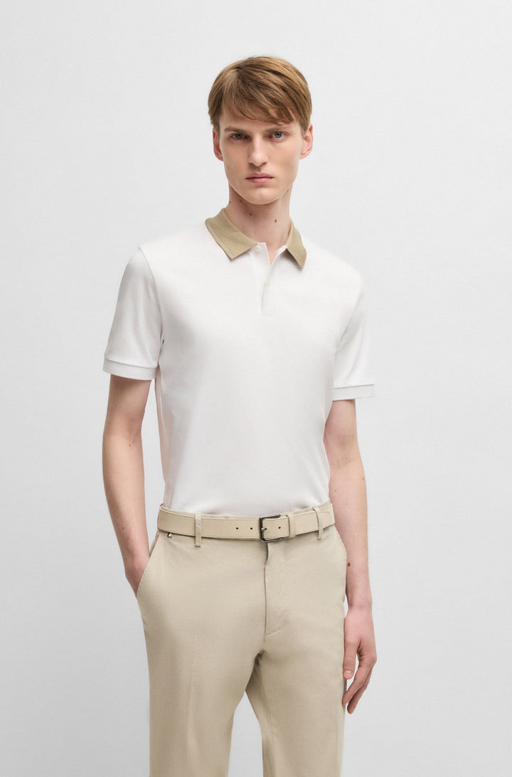 BOSS Polos Slim Fit in Cotton - H-PHILLIPSON 199 10269639 01-50531791- Concorde Fashion#color_white-101