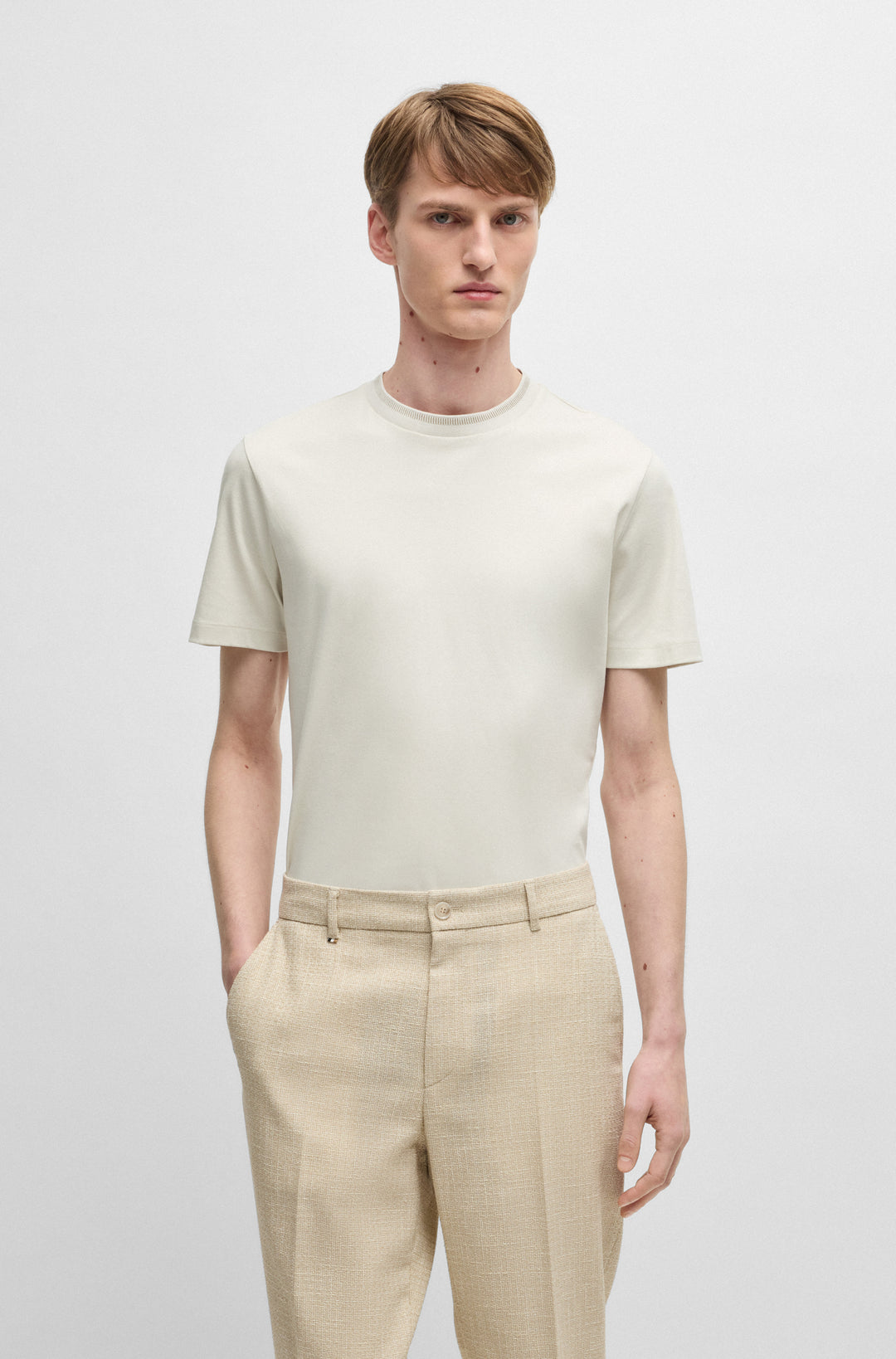 BOSS T-Shirts Slim Fit in Cotton - H-TESSLER 199 10269639 01-50531793- Concorde Fashion#color_white-131