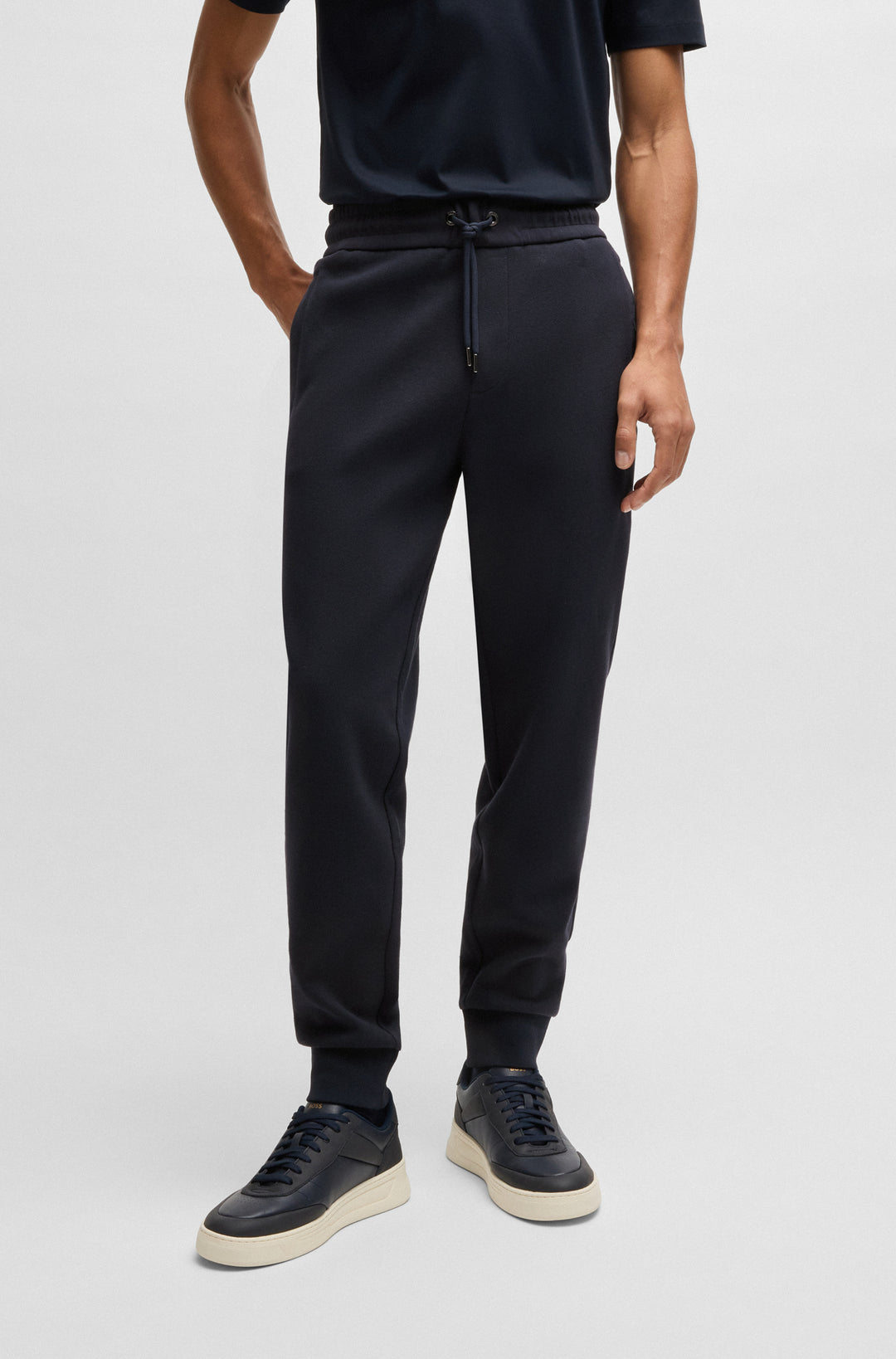 BOSS Jogging Pants Regular Fit in Cotton Mix - H-LAMONT 10269641 01-50532772- Concorde Fashion#color_navy-404