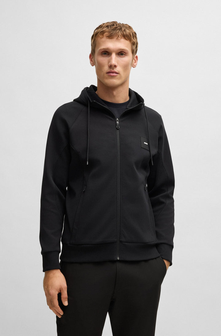 BOSS Hoodies Regular Fit in Cotton Mix - SAGGY RIB 10269980 01-50537204- Concorde Fashion#color_black-001