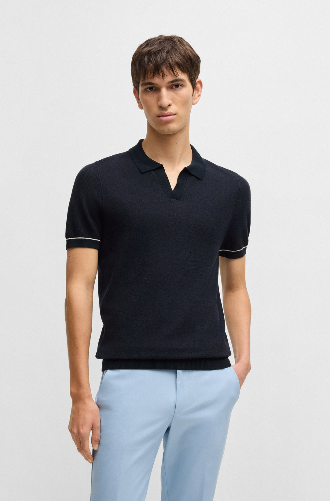 BOSS Sweaters Regular Fit in Cotton Mix - H-JIANLUCA 10270172 01-50537654- Concorde Fashion#color_navy-404