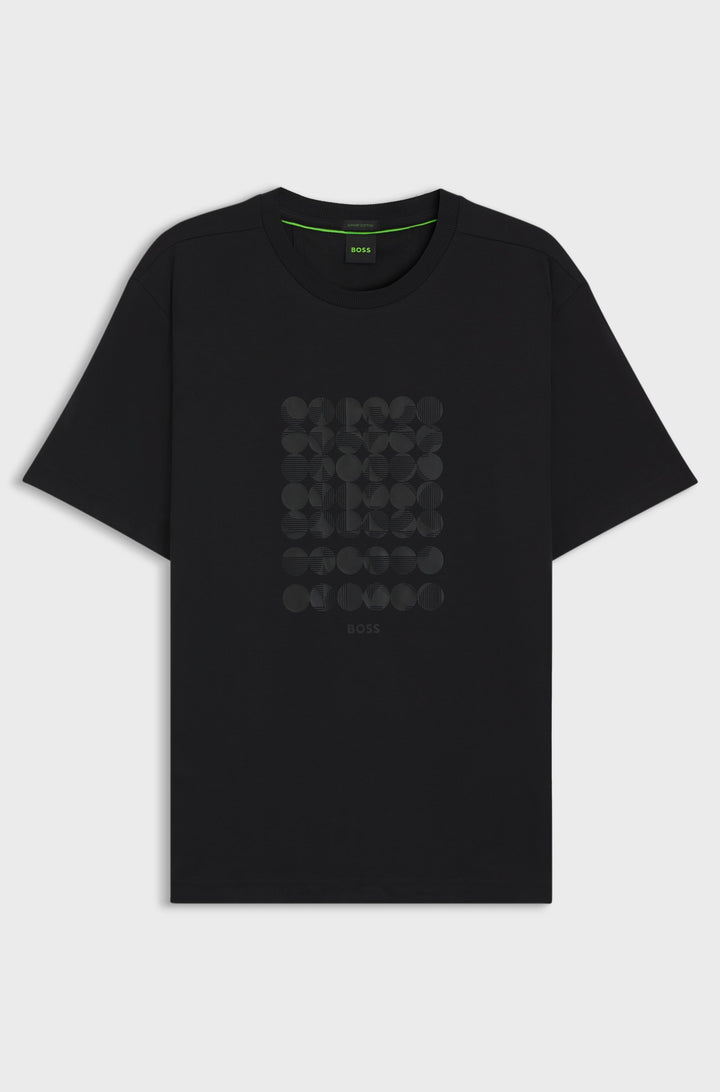 BOSS T-Shirts Relaxed Fit in Cotton - TEE PRINT STRIPED C 10270235 01-50537845- Concorde Fashion#color_black-001