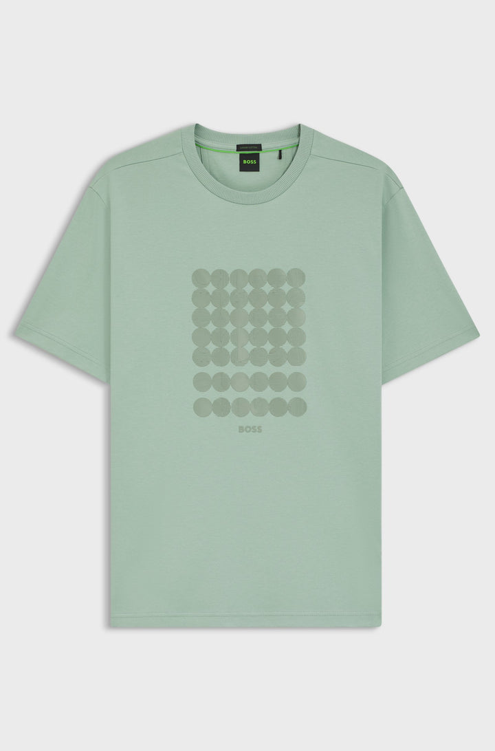 BOSS T-Shirts Relaxed Fit in Cotton - TEE PRINT STRIPED C 10270235 01-50537845- Concorde Fashion#color_green-357