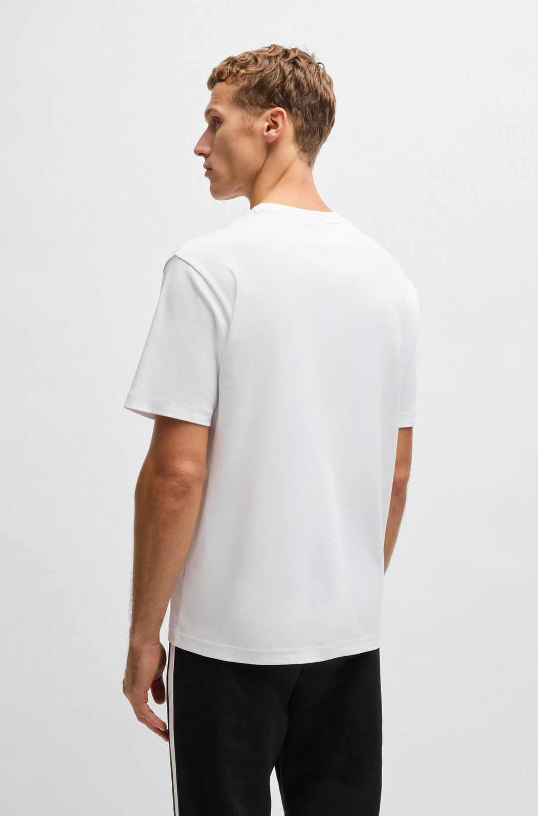 BOSS T-Shirts Relaxed Fit in Cotton - TEE PRINT STRIPED C 10270235 01-50537845- Concorde Fashion#color_white-100