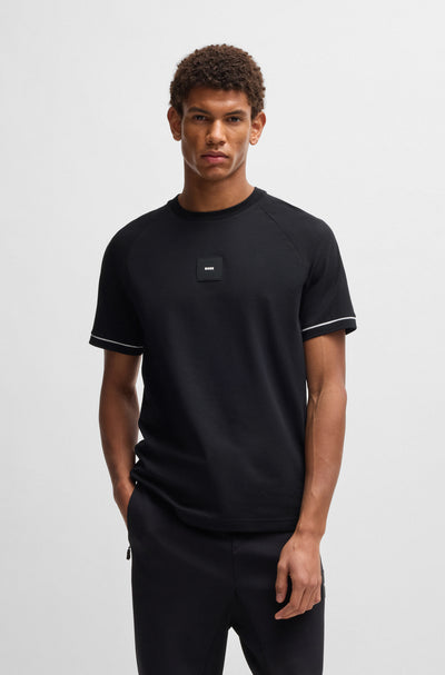 BOSS T-Shirts Regular Fit in Cotton Mix - TEE RIB AC 10270236 01-50537846- Concorde Fashion#color_black-001