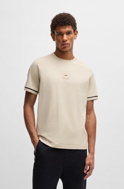 BOSS T-Shirts Regular Fit in Cotton Mix - TEE RIB AC 10270236 01-50537846- Concorde Fashion#color_beige-284