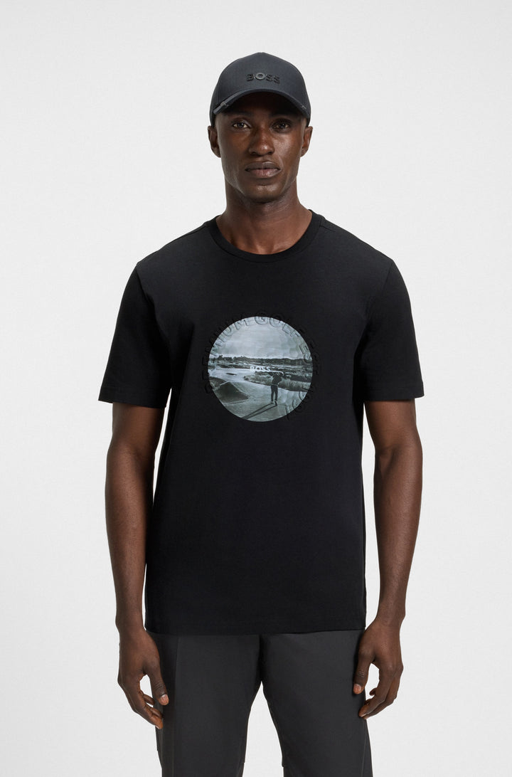 BOSS T-Shirts Regular Fit in Cotton Mix - TEE GRAPHIC HERITAGE 10270243 01-50537847- Concorde Fashion#color_black-001