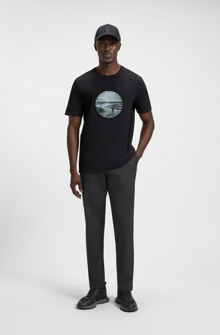 BOSS T-Shirts Regular Fit in Cotton Mix - TEE GRAPHIC HERITAGE 10270243 01-50537847- Concorde Fashion#color_black-001