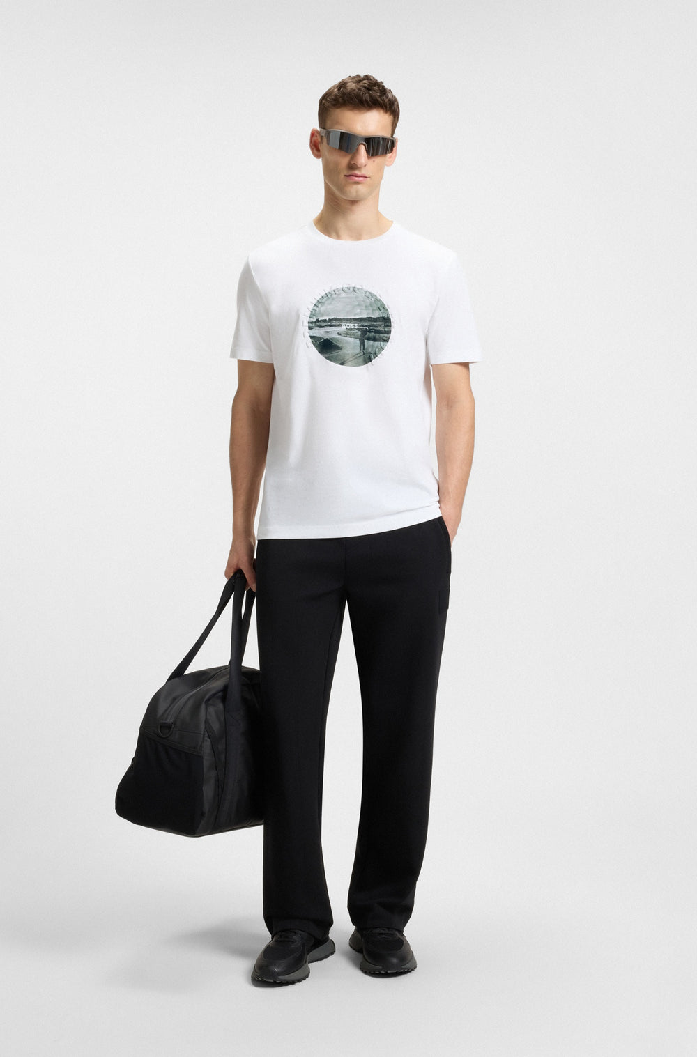 BOSS T-Shirts Regular Fit in Cotton Mix - TEE GRAPHIC HERITAGE 10270243 01-50537847- Concorde Fashion#color_white-100