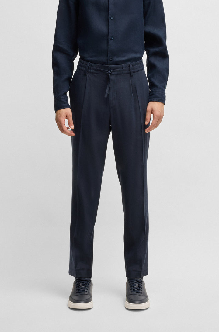BOSS Trousers Tapered Fit - P-PERIN-RDS-PL-WG252 50540733- Concorde Fashion#color_navy-404