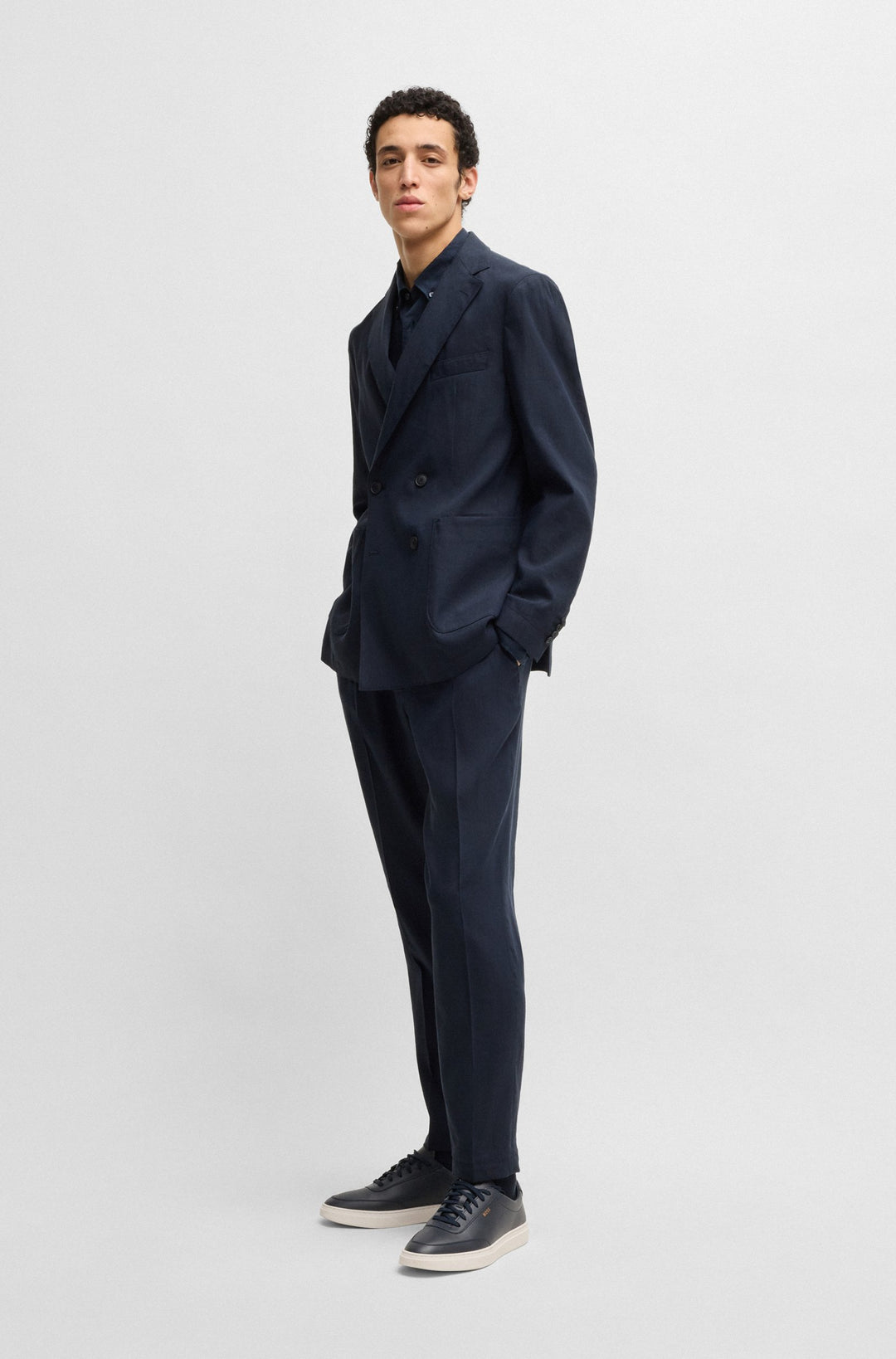 BOSS Trousers Tapered Fit - P-PERIN-RDS-PL-WG252 50540733- Concorde Fashion#color_navy-404