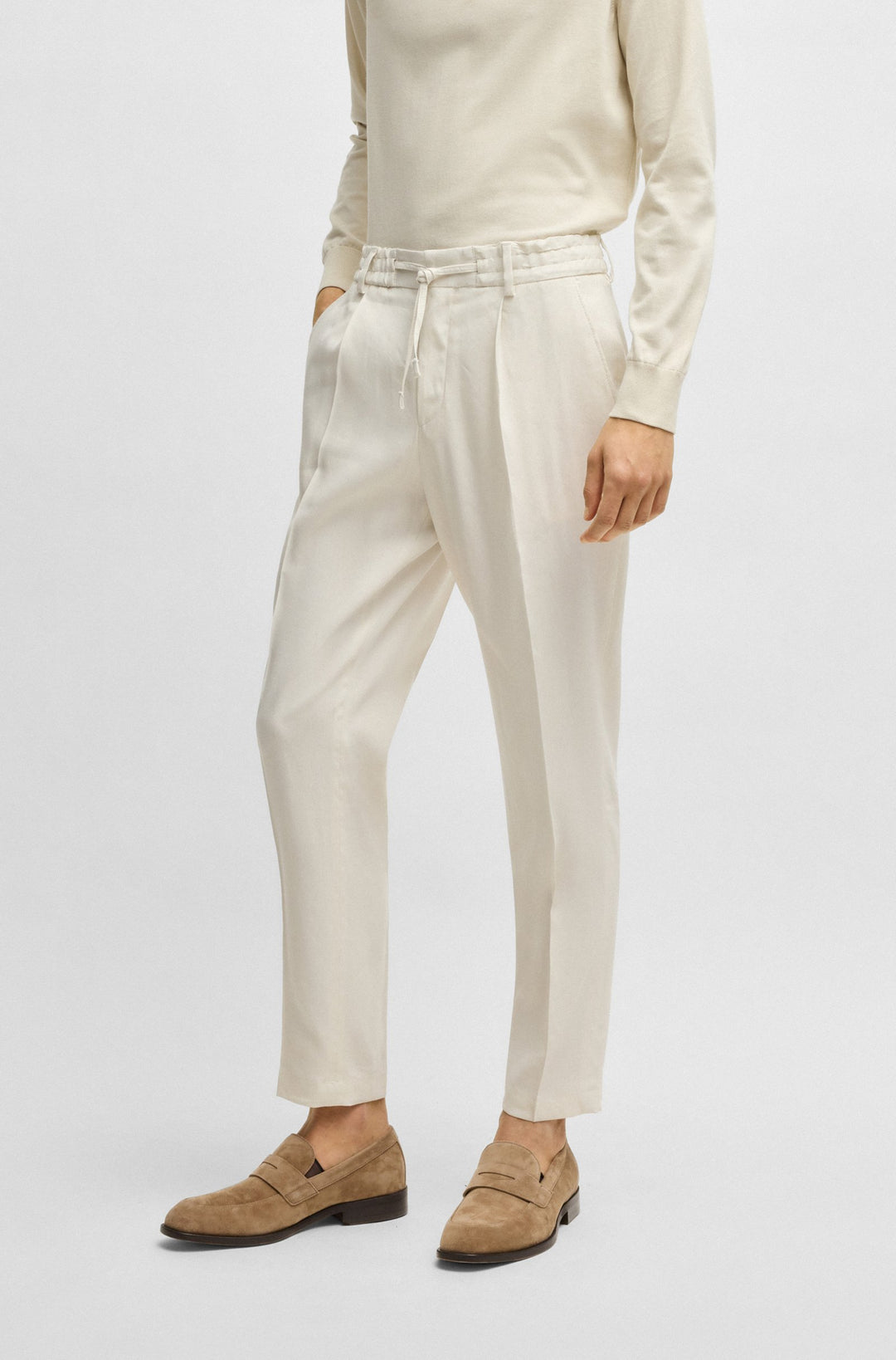 BOSS Trousers Tapered Fit - P-PERIN-RDS-PL-WG252 50540733- Concorde Fashion#color_white-131