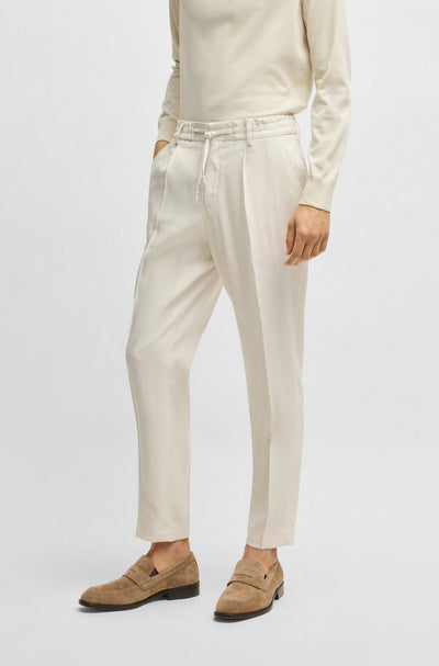 BOSS Trousers Tapered Fit in Viscose Mix - P-PERIN-RDS-PL-WG252 10270292 01-50540733- Concorde Fashion#color_white-131
