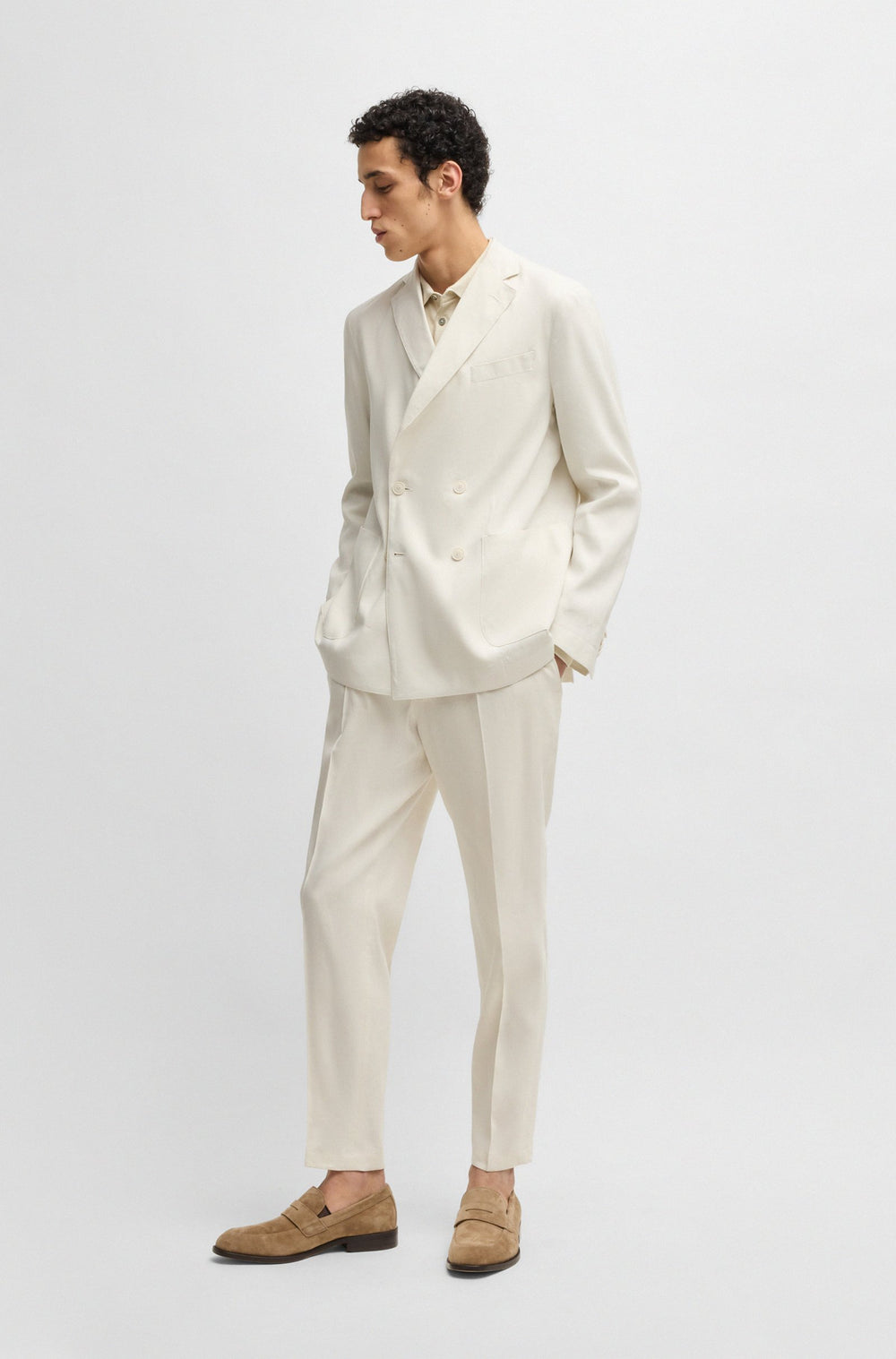 BOSS Trousers Tapered Fit - P-PERIN-RDS-PL-WG252 50540733- Concorde Fashion#color_white-131