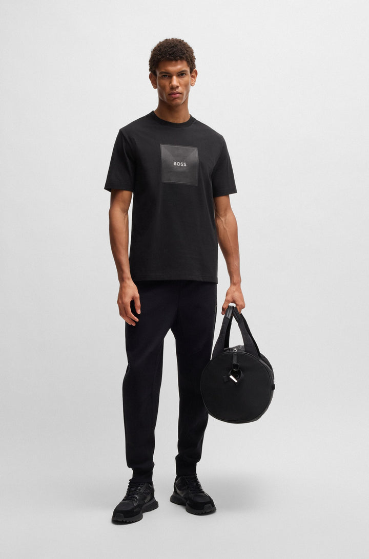 BOSS T-Shirts Regular Fit in Cotton - TEE LOGO RIB 10270342 01-50538096- Concorde Fashion#color_black-001