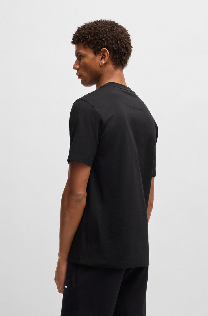 BOSS T-Shirts Regular Fit in Cotton - TEE LOGO RIB 10270342 01-50538096- Concorde Fashion#color_black-001