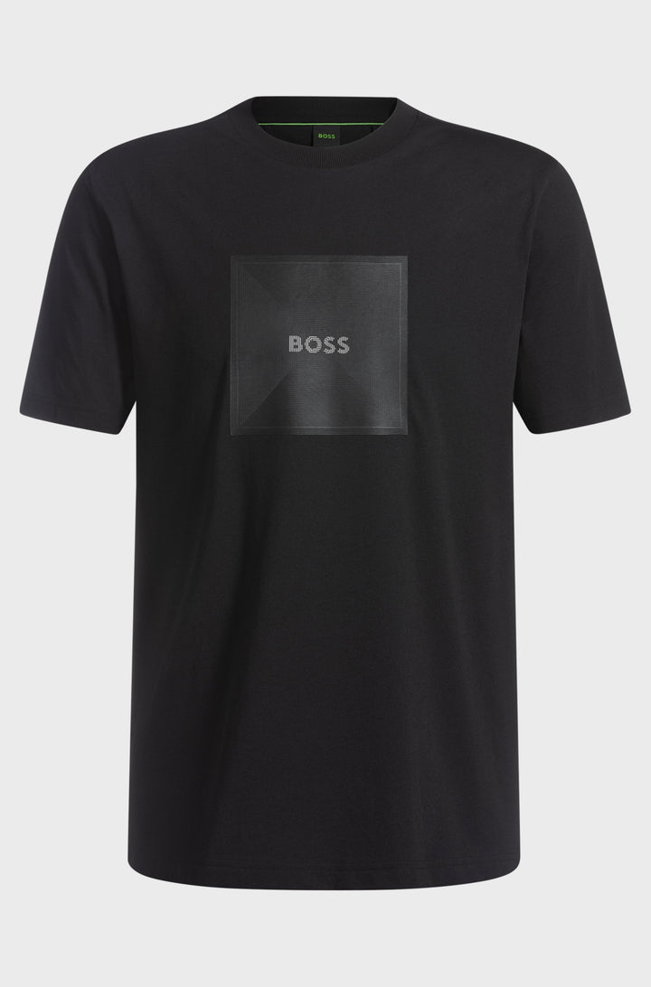 BOSS T-Shirts Regular Fit in Cotton - TEE LOGO RIB 10270342 01-50538096- Concorde Fashion#color_black-001