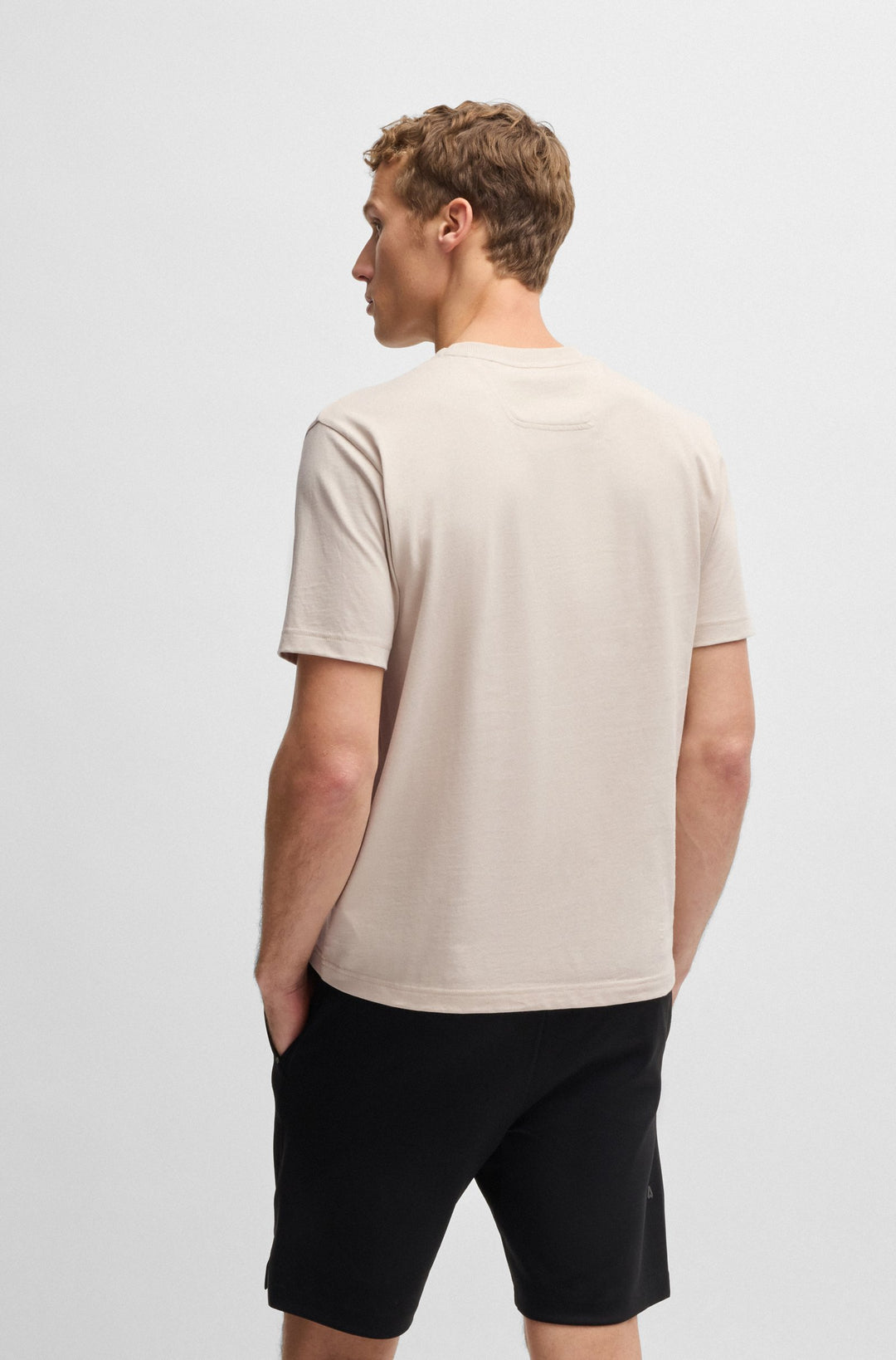 BOSS T-Shirts Regular Fit in Cotton - TEE LOGO RIB 10270342 01-50538096- Concorde Fashion#color_beige-284