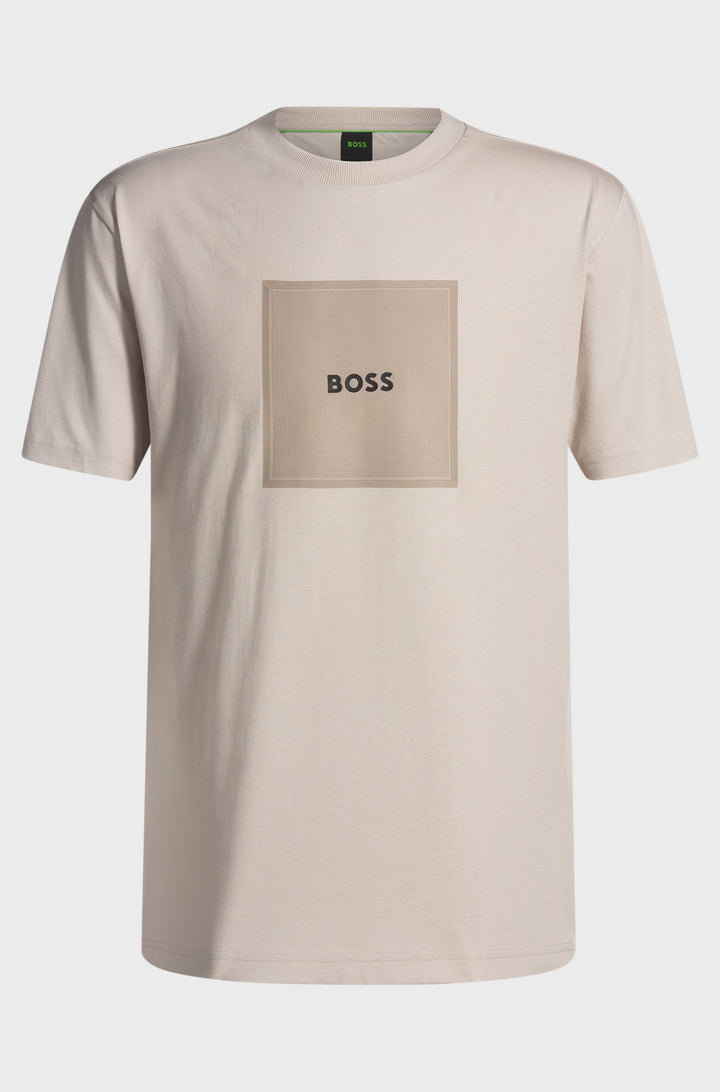 BOSS T-Shirts Regular Fit in Cotton - TEE LOGO RIB 10270342 01-50538096- Concorde Fashion#color_beige-284