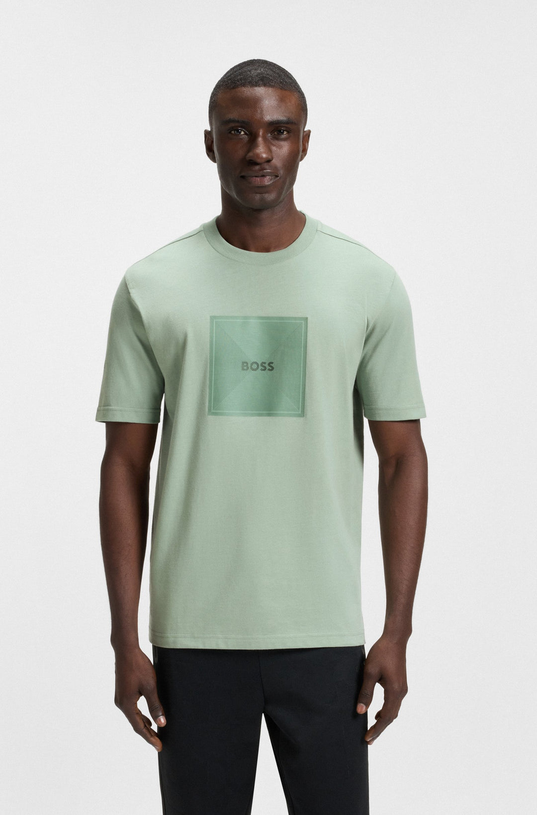 BOSS T-Shirts Regular Fit in Cotton - TEE LOGO RIB 10270342 01-50538096- Concorde Fashion#color_green-357
