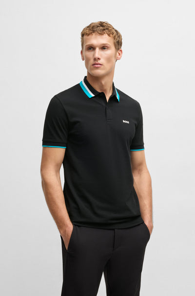 BOSS Polos Regular Fit in Cotton - PADDY AP HERITAGE 10270351 01-50538101- Concorde Fashion#color_black-001