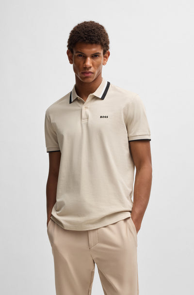 BOSS Polos Regular Fit in Cotton - PADDY AP HERITAGE 10270351 01-50538101- Concorde Fashion#color_beige-284