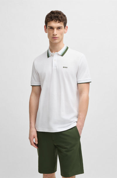 BOSS Polos Regular Fit in Cotton - PADDY AP HERITAGE 10270351 01-50538101- Concorde Fashion#color_white-100