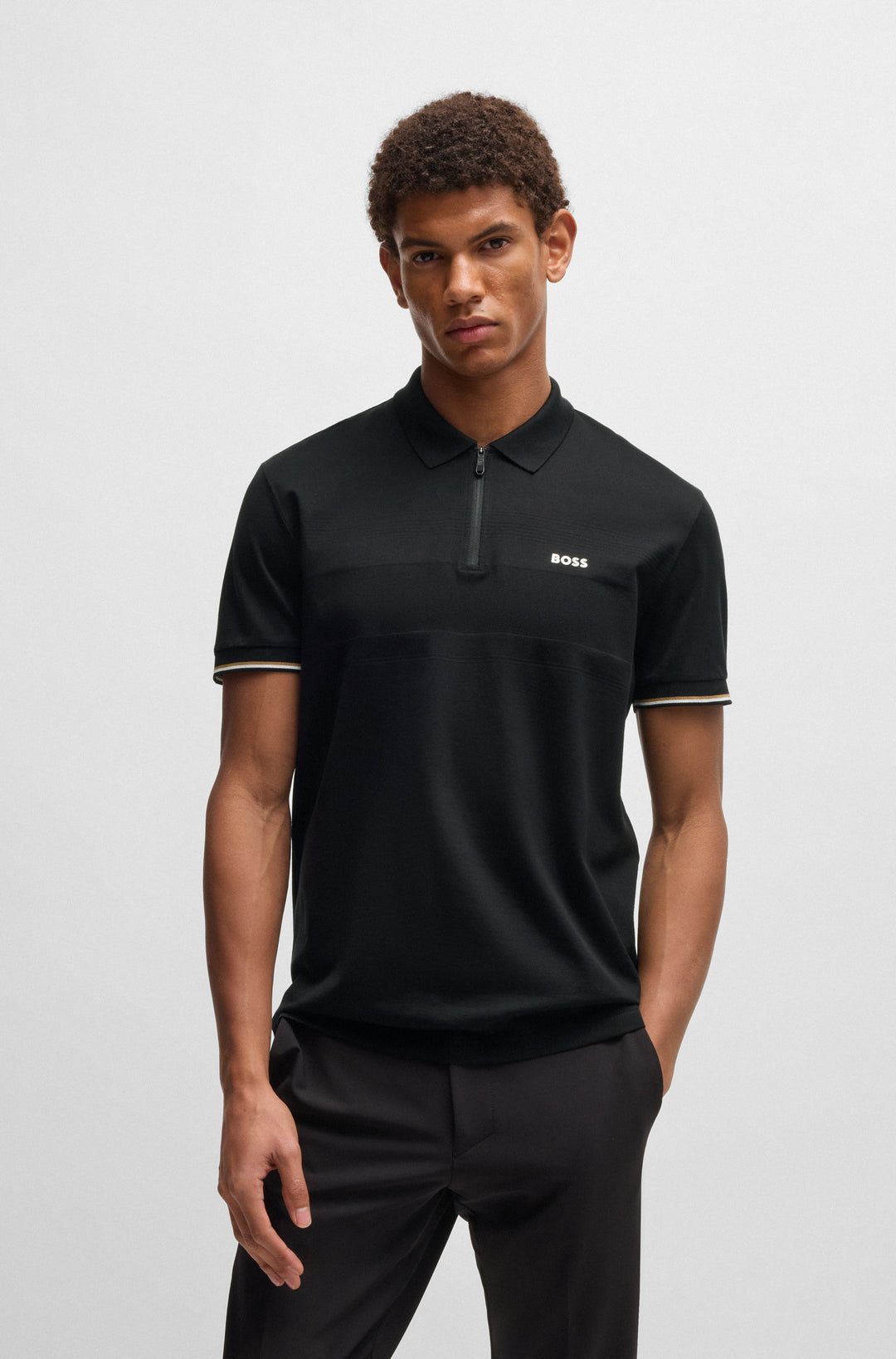 BOSS Polos Regular Fit in Cotton - PHILIX PIMA 10270356 01-50538177- Concorde Fashion#color_black-001