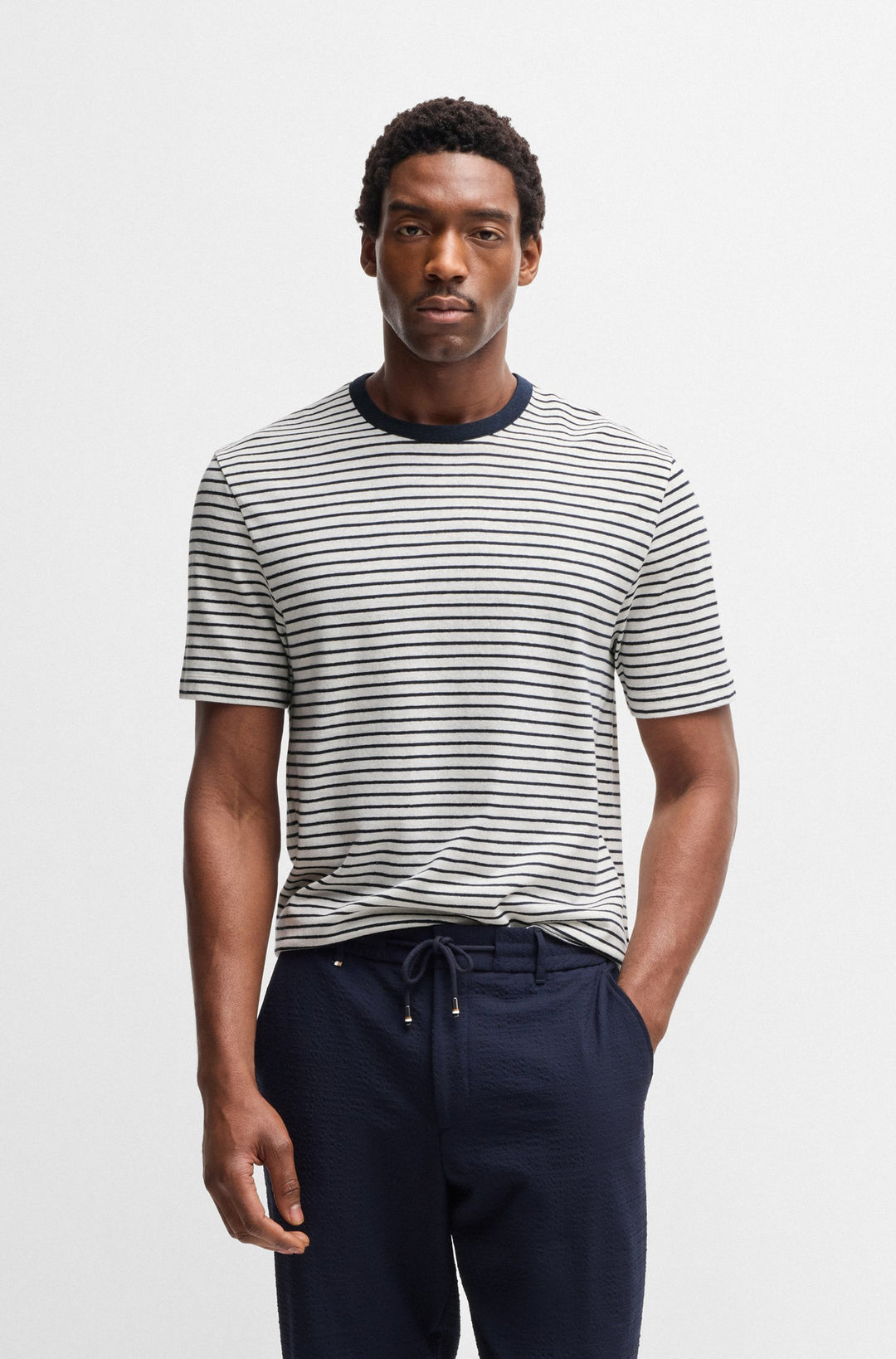 BOSS T-Shirts Regular Fit in Cotton Mix - H-TAUT 28 10270466 01-50537498- Concorde Fashion#color_navy-405