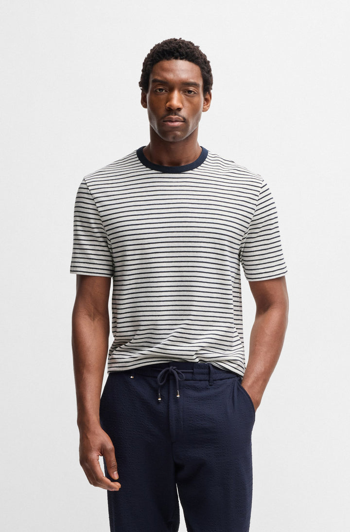 BOSS T-Shirts Regular Fit in Cotton Mix - H-TAUT 28 10270466 01-50537498- Concorde Fashion#color_navy-405