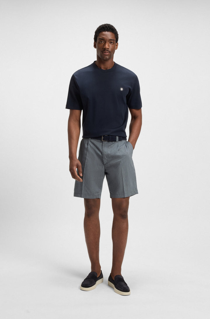 BOSS Shorts Tapered Fit in Cotton Mix - P-PERIN-PL-SHORTS 10270625 01-50538741- Concorde Fashion#color_navy-404