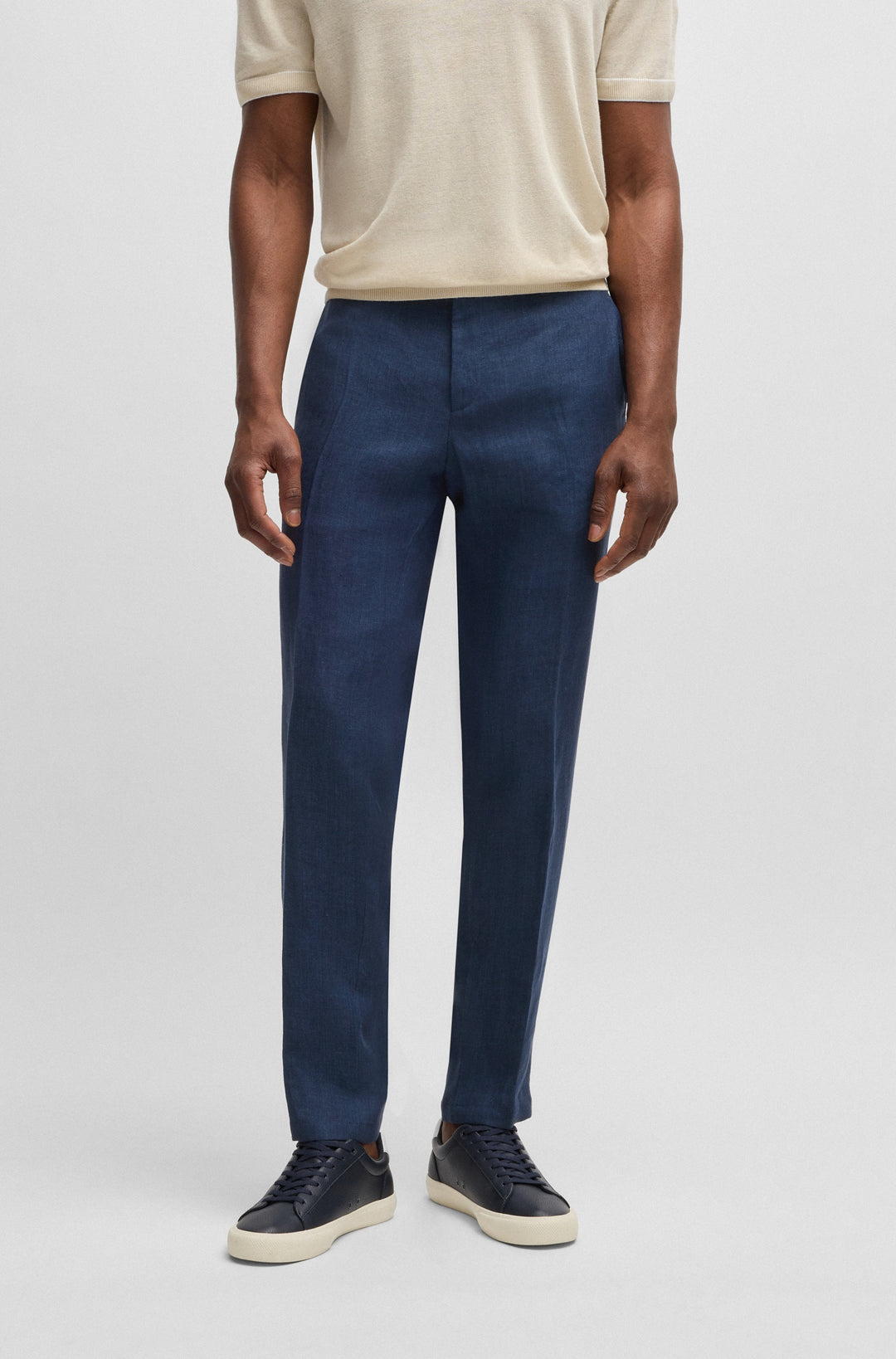 BOSS Trousers Slim Fit in Linen - C-GENIUS-DTL-252 10271178 01-50540518- Concorde Fashion#color_navy-404