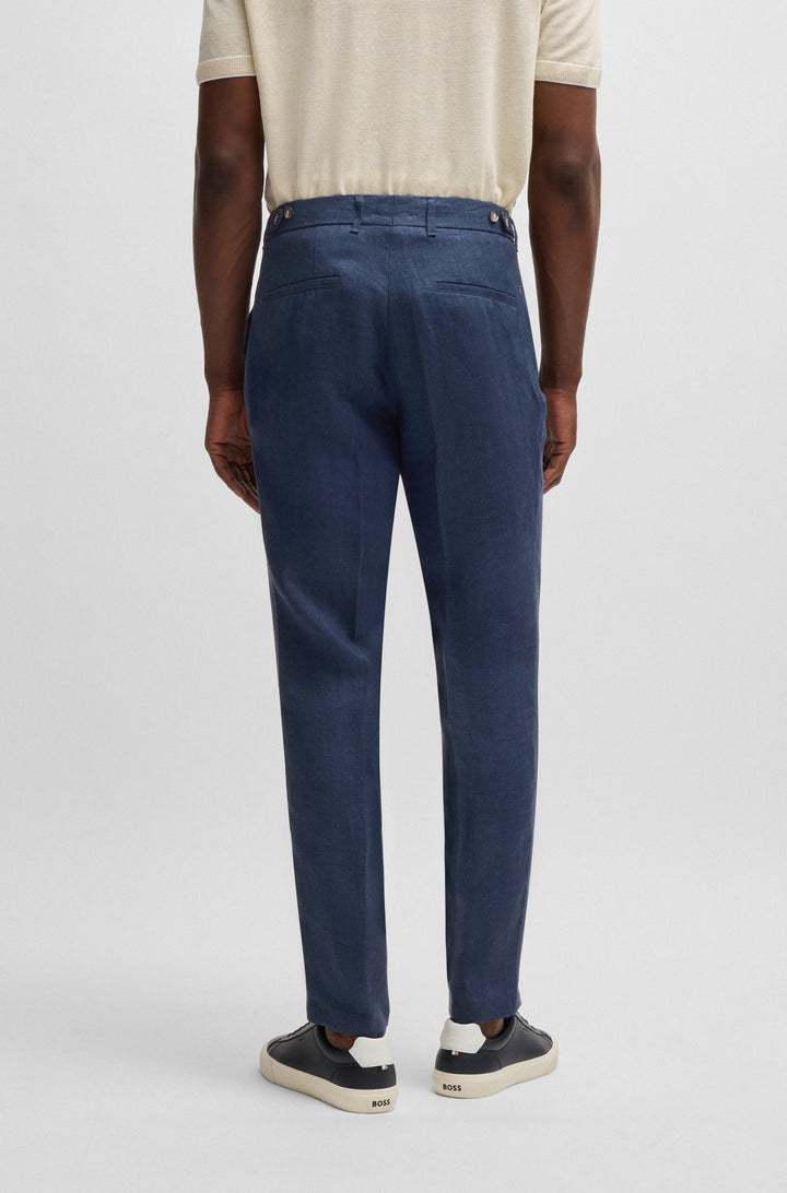 BOSS Trousers Slim Fit in Linen - C-GENIUS-DTL-252 10271178 01-50540518- Concorde Fashion#color_navy-404
