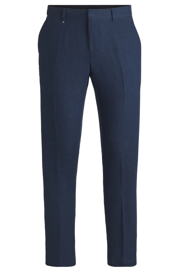 BOSS Trousers Slim Fit in Linen - C-GENIUS-DTL-252 10271178 01-50540518- Concorde Fashion#color_navy-404