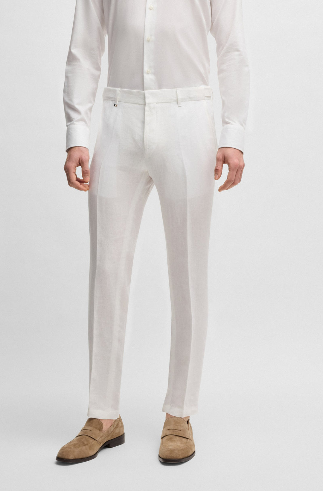 BOSS Trousers Slim Fit in Linen - C-GENIUS-DTL-252 10271178 01-50540518- Concorde Fashion#color_white-100