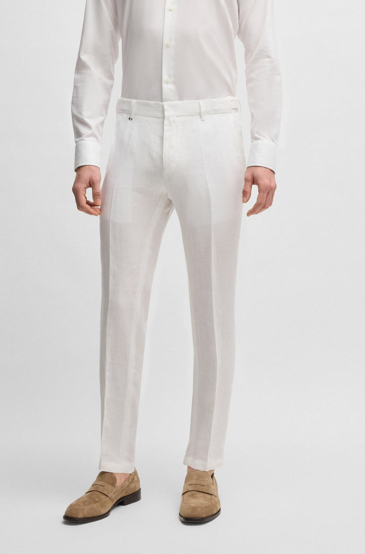 BOSS Trousers Slim Fit in Linen - C-GENIUS-DTL-252 10271178 01-50540518- Concorde Fashion#color_white-100