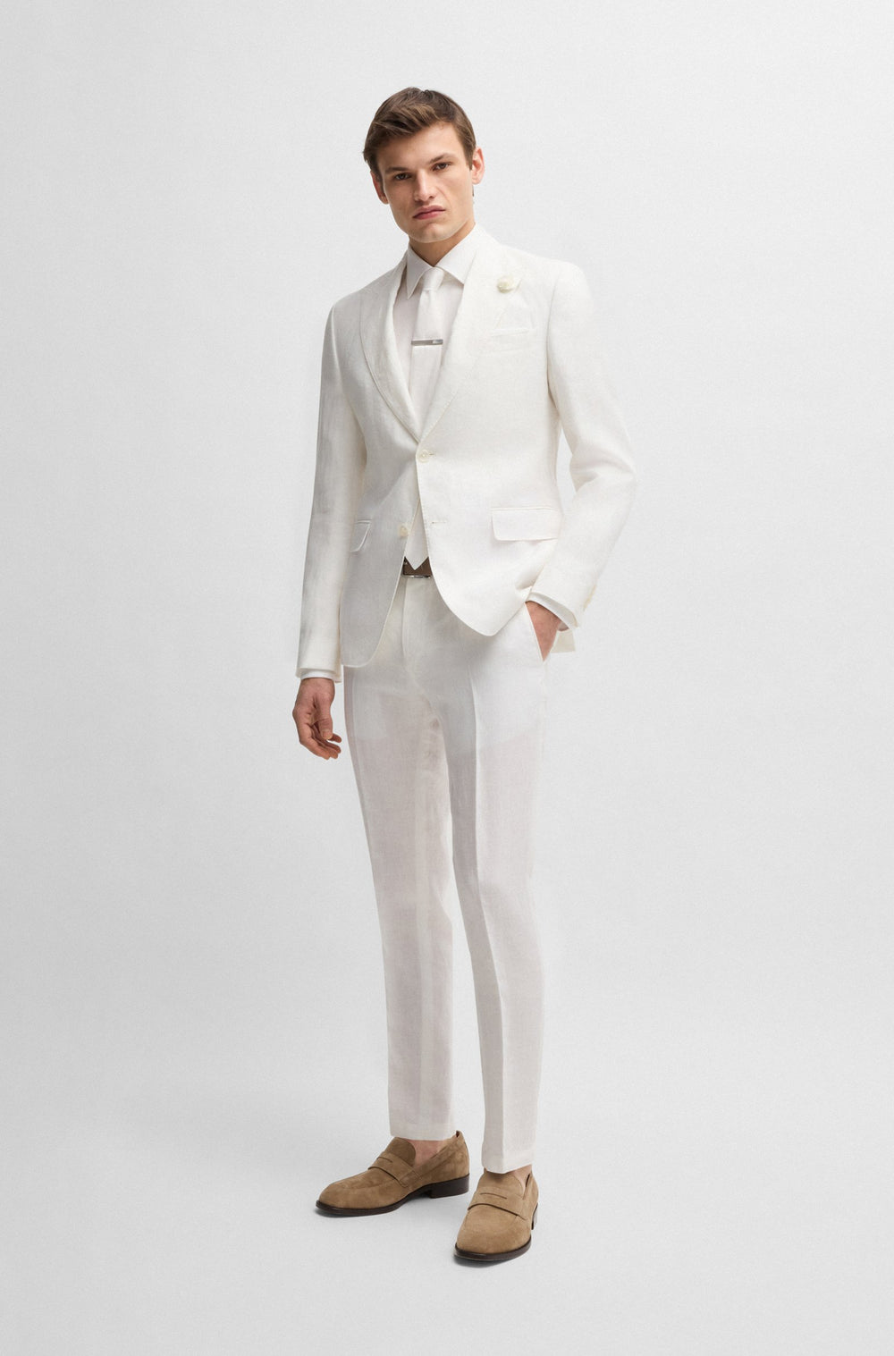 BOSS Trousers Slim Fit in Linen - C-GENIUS-DTL-252 10271178 01-50540518- Concorde Fashion#color_white-100