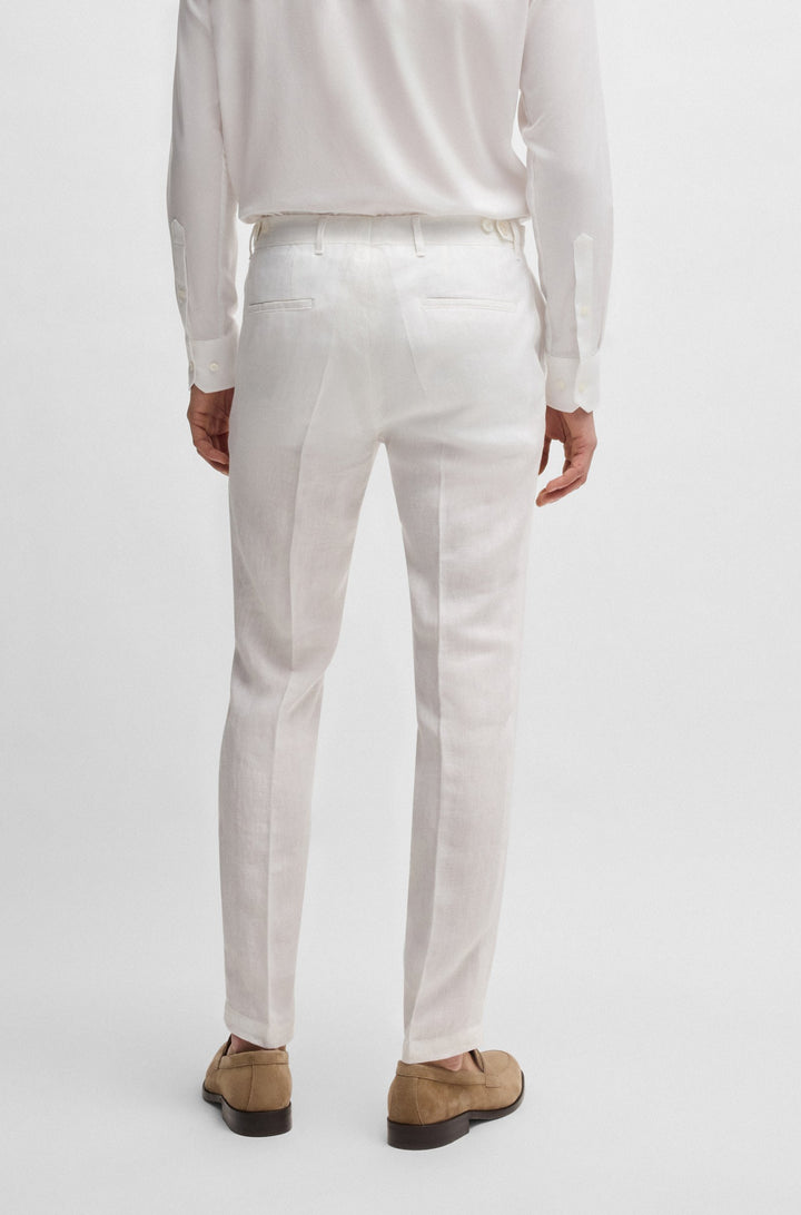 BOSS Trousers Slim Fit in Linen - C-GENIUS-DTL-252 10271178 01-50540518- Concorde Fashion#color_white-100