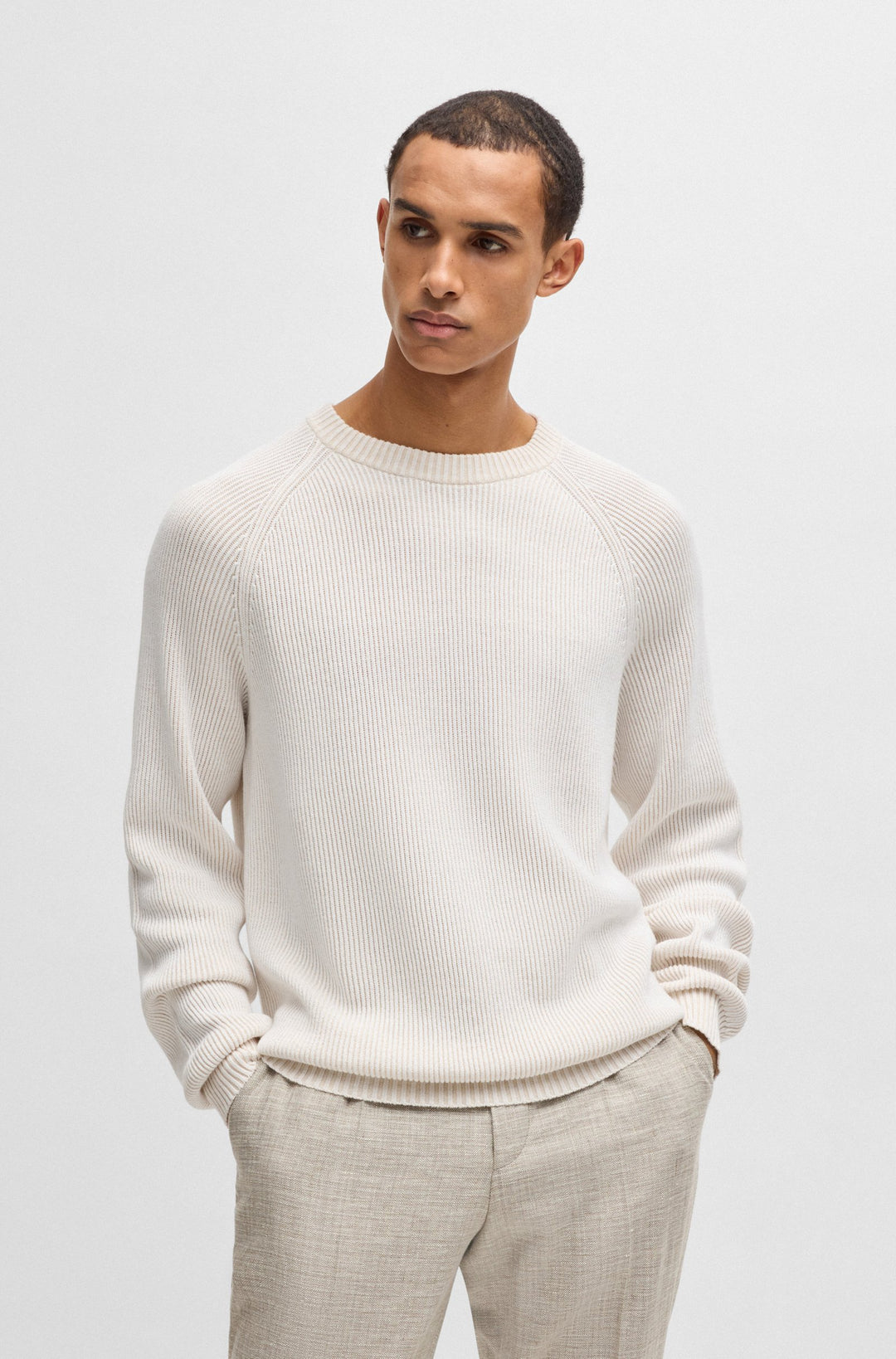 BOSS Sweaters Regular Fit - H-JILBERTO 50540632- Concorde Fashion#color_white-100