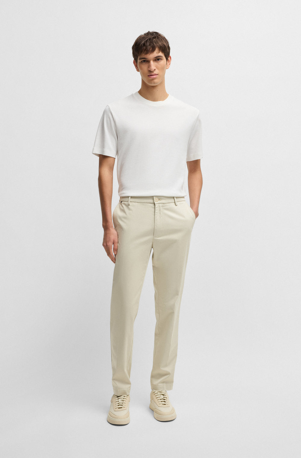 BOSS T-Shirts Regular Fit in Cotton Mix - H-THOMPSON 120 10271422 01-50536795- Concorde Fashion#color_white-100