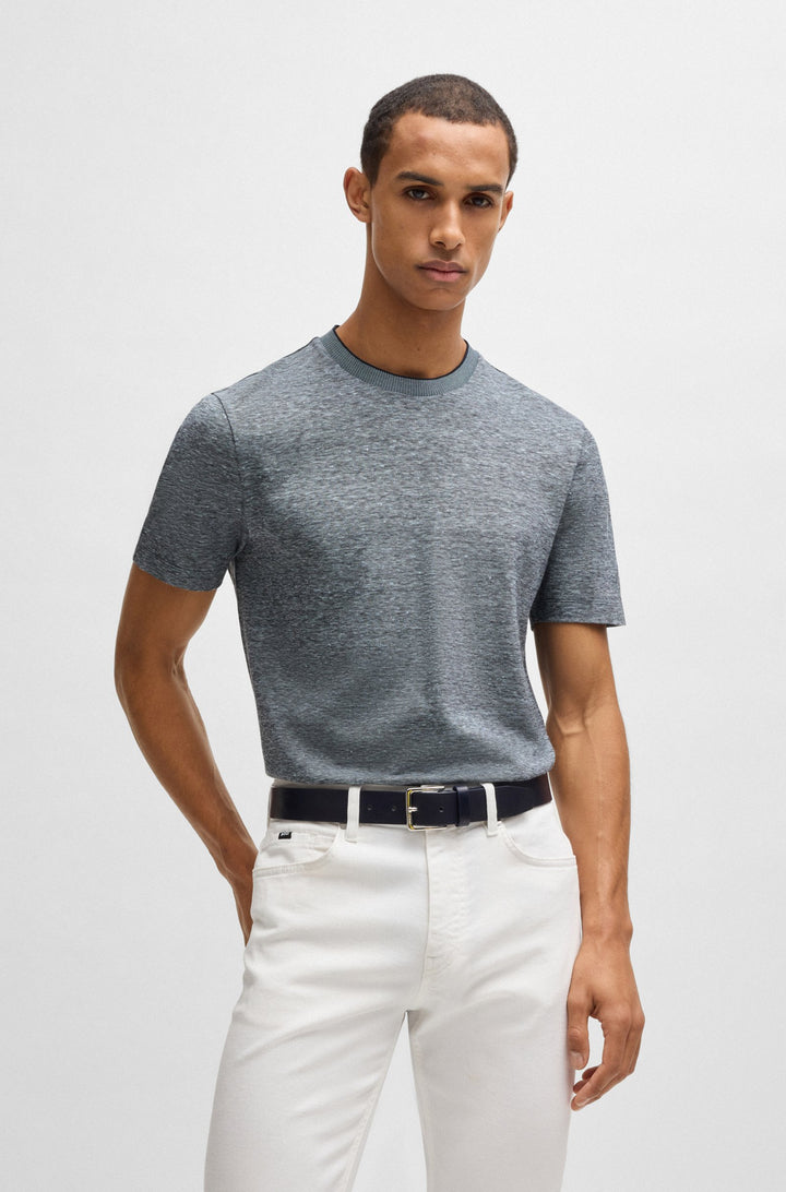 BOSS T-Shirts Regular Fit in Cotton Mix - H-THOMPSON 28 10271433 01-50537488- Concorde Fashion#color_navy-404