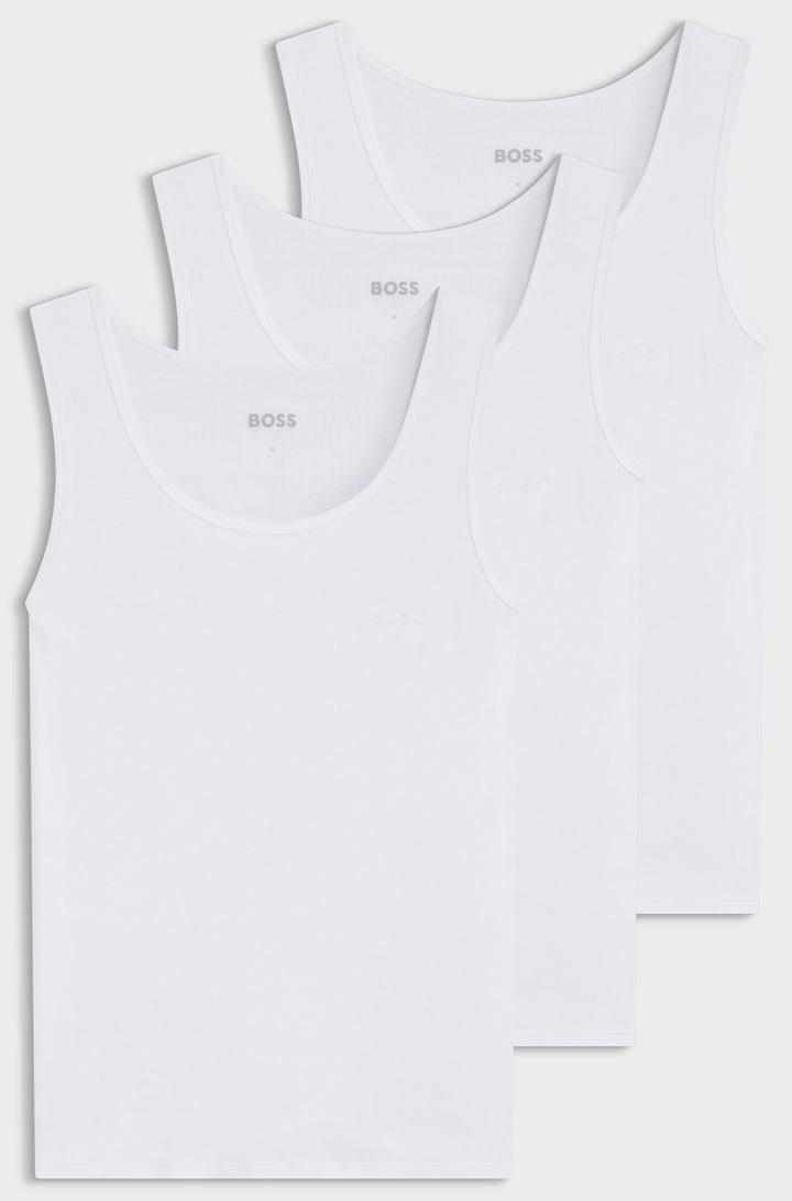 BOSS Vests Regular Fit - TANKTOP3P RIBCLASSIC 50542132- Concorde Fashion#color_white-100